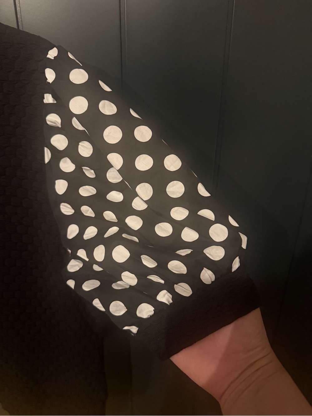 NEW Anthropologie Porridge Puff-Sleeve Polka Dot Black Knit Top - Picture 6 of 12